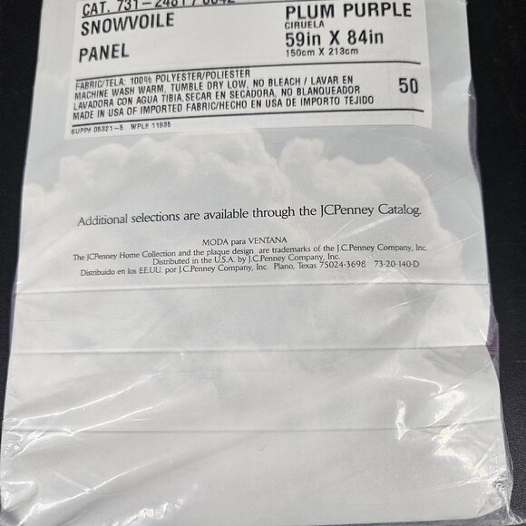 JCPenney Home Collection Snowvoile Panel Plum Purple Curtain 59x84in New USA - Picture 5 of 5